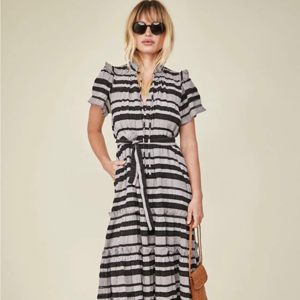 Hunter Bell NYC Matthews Dress Black Stripe - Picture 2 of 9
